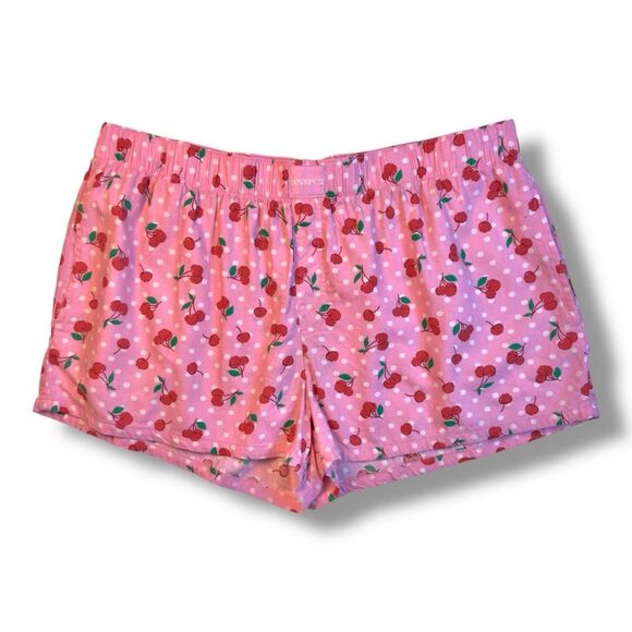 ❌❌NOT FOR SALE Joy Spun Cherry Print Flannel Pajama Shorts Sz L - Picture 2 of 11